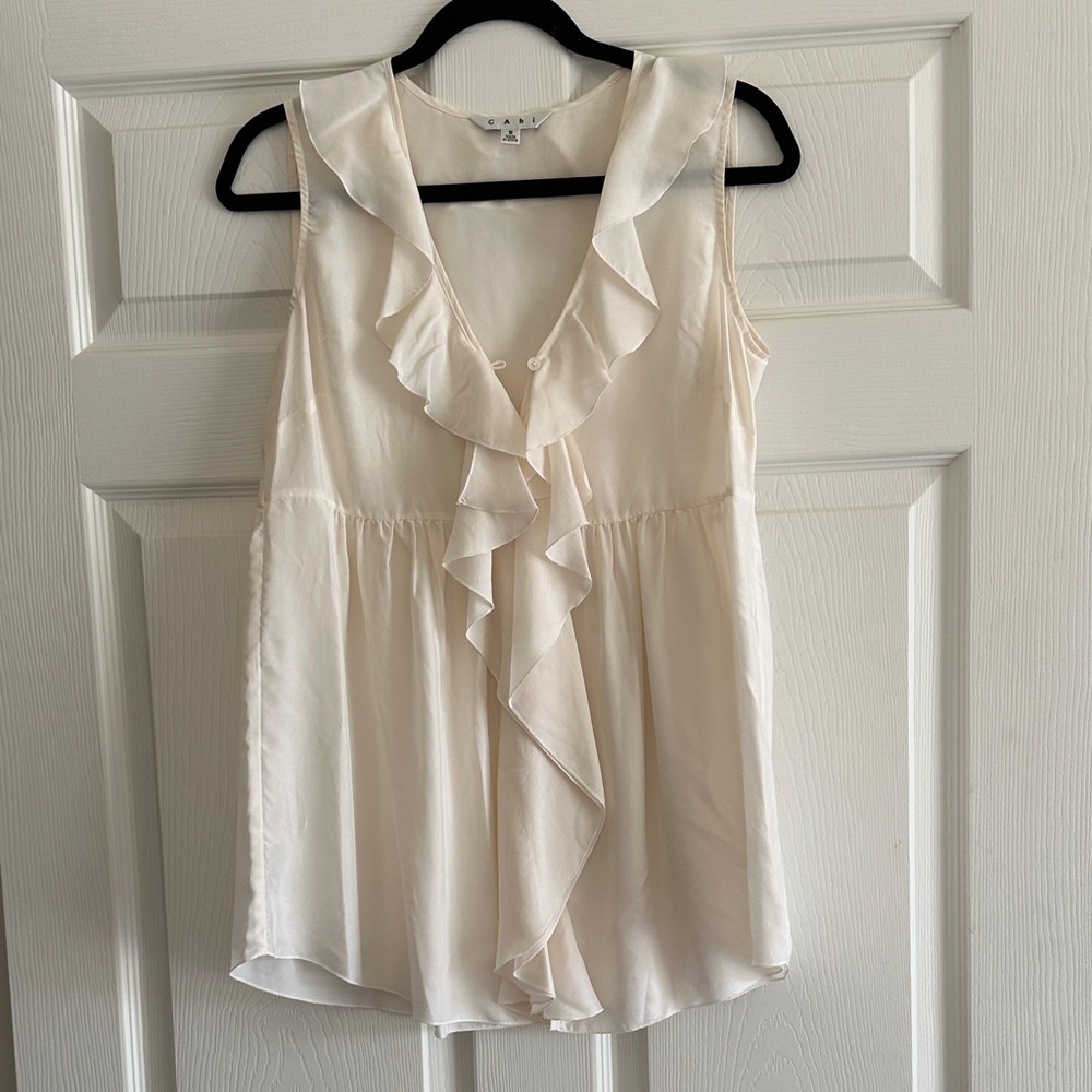 CAbi Ivory Ruffle Front Blouse